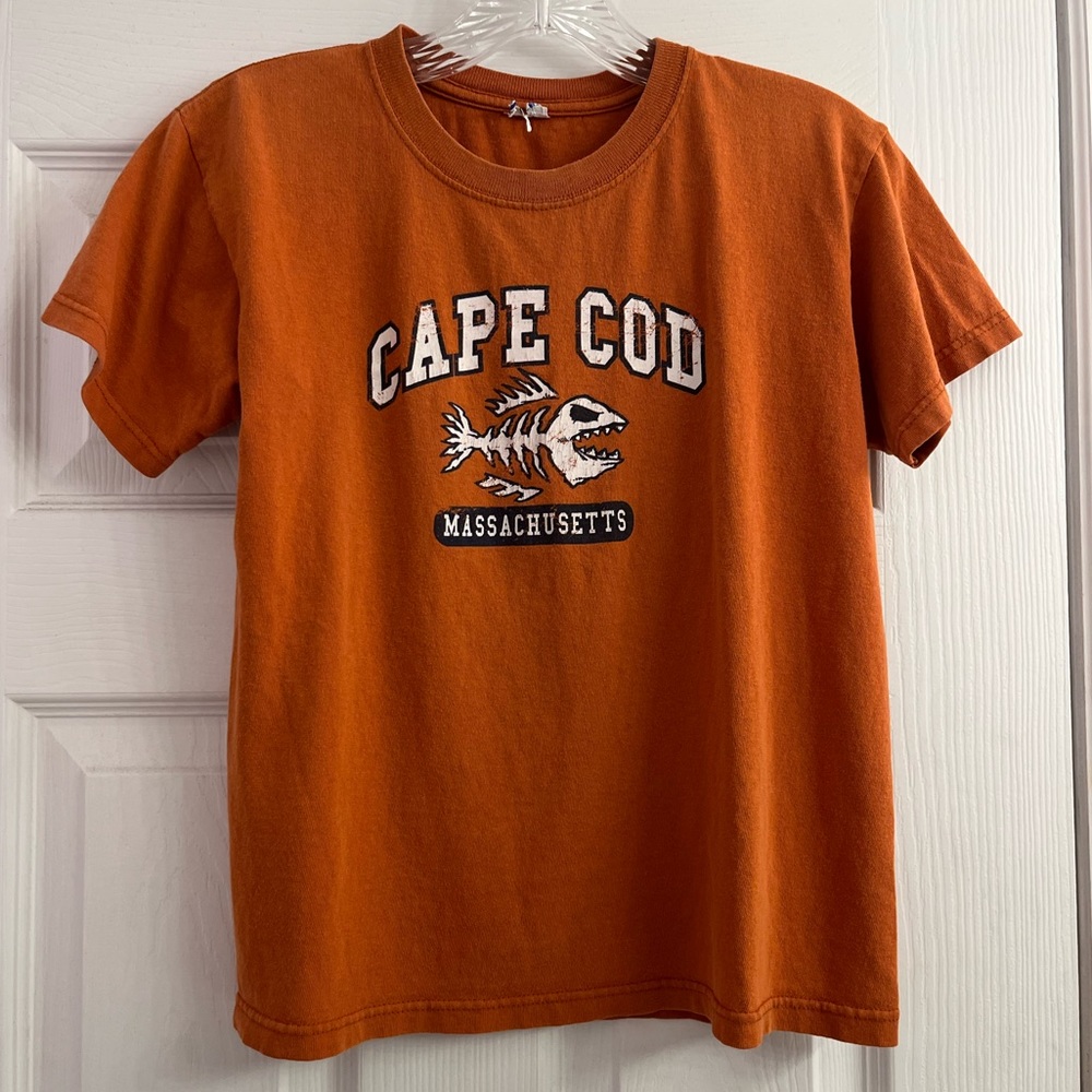 Anvil Kids Cape Cod Distressed Orange T-Shirt Bonefish Fishbone